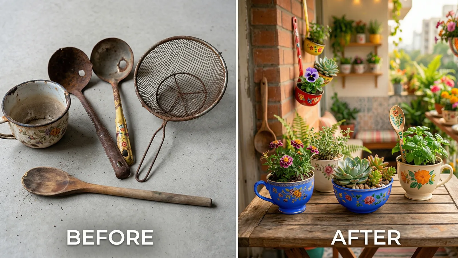 recycle kitchen utensils planters