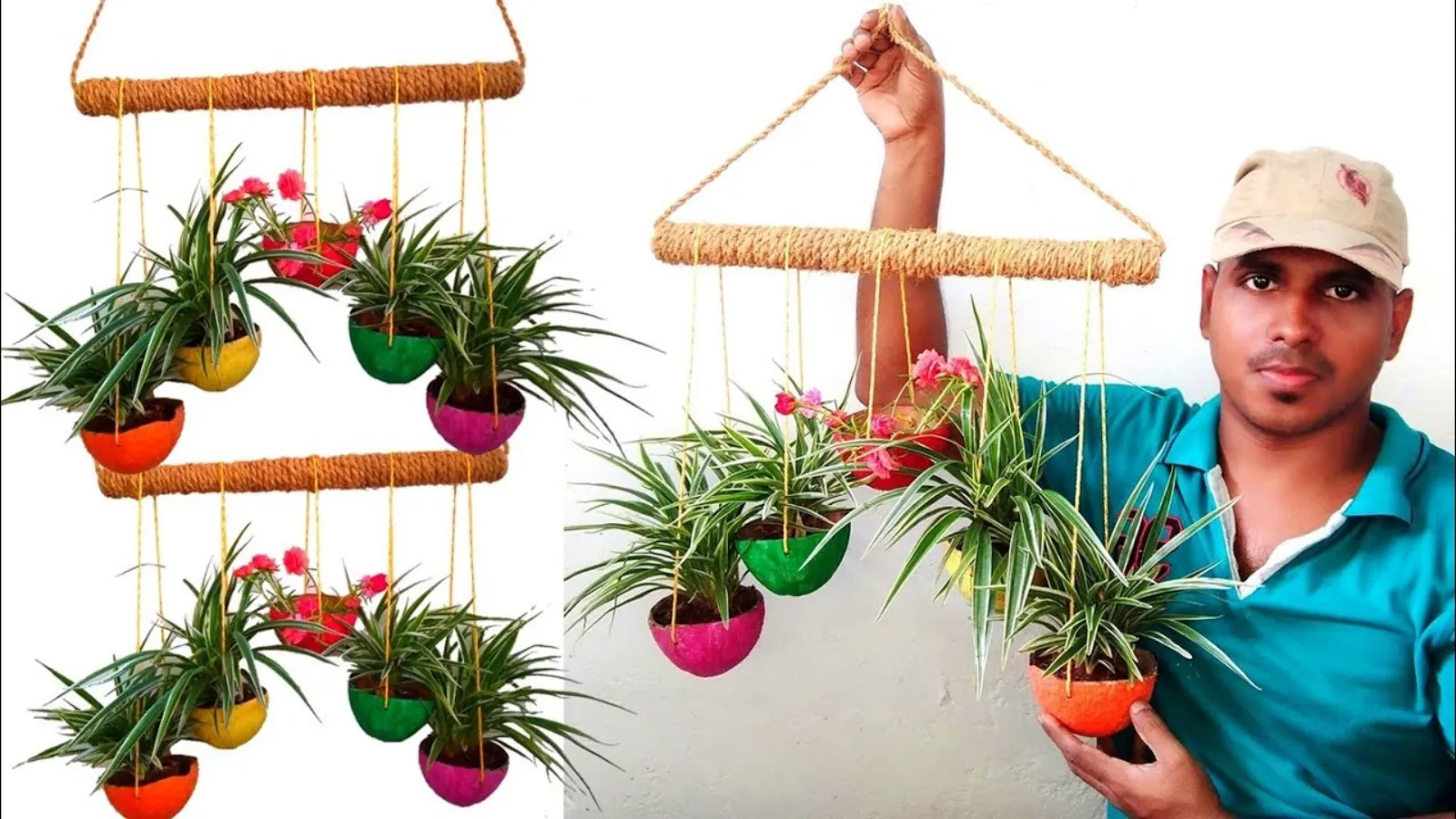 DIY Coconut Shell Planter